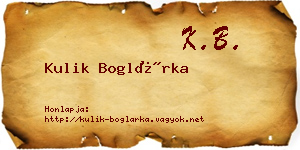 Kulik Boglárka névjegykártya